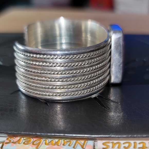 Vintage Navajo D. Lerma Charoite & Solid Sterling Silver Bracelet - Picture 14 of 15